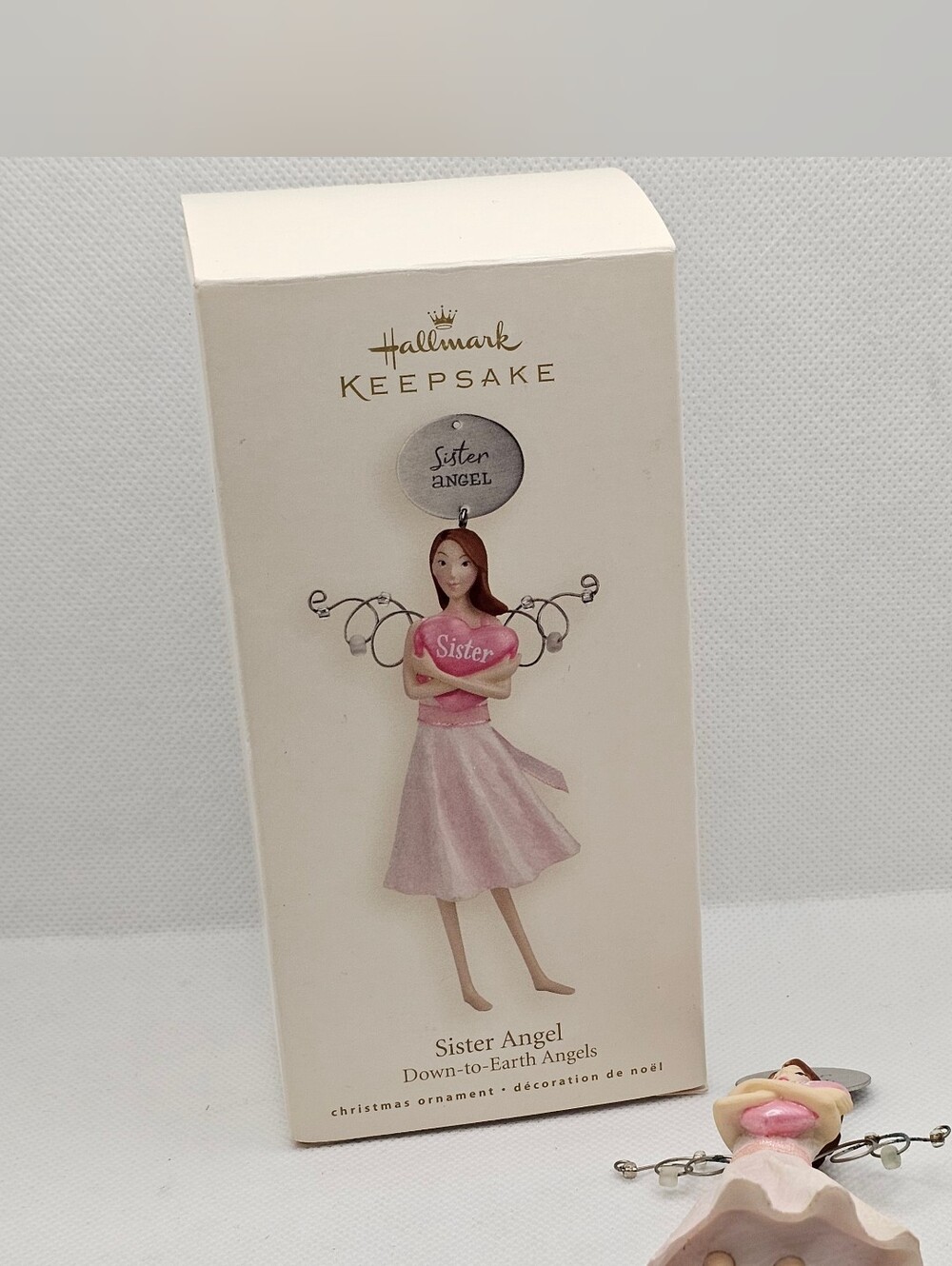Hallmark Ornament Down to Earth Angels Sister Angel 2008 Heart family girl dress